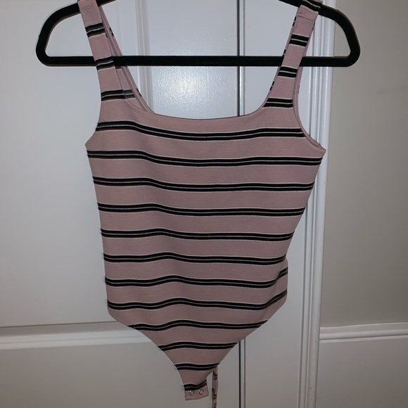 Express Tops - Express striped bodysuit
